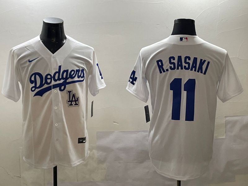 Men Los Angeles Dodgers #11 R.Sasaki White Game 2025 Nike MLB Jersey style 5->los angeles dodgers->MLB Jersey